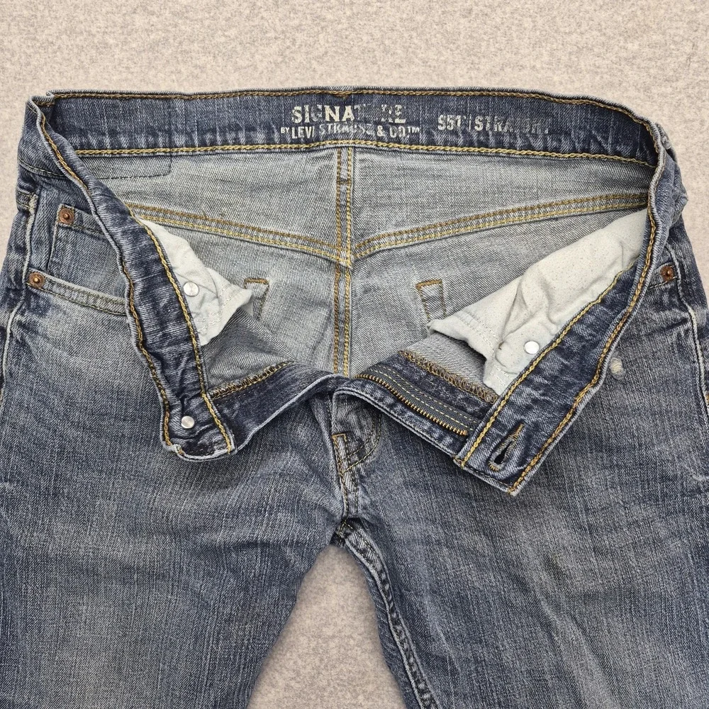 Signature Levi Jeans Mens 32x32 Blue Strauss S51 Straight Leg Denim Work Casual